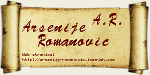 Arsenije Romanović vizit kartica